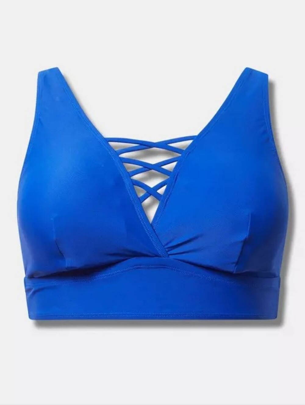 Torrid Electric Blue Lace Up Plunge Wireless XO Triangle Bikini Top 4X - Picture 3 of 3